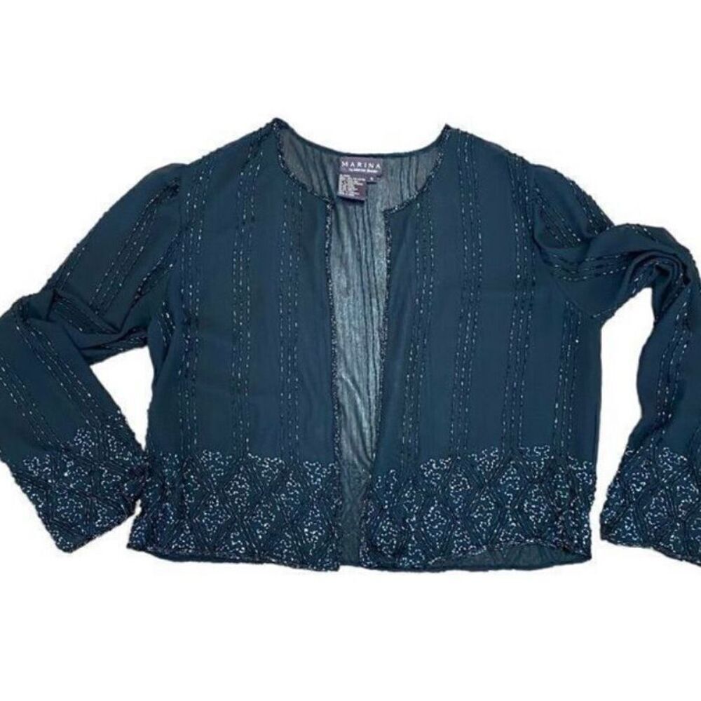 Marina by marina Bresler vintage sheer hand beaded cardigan, size small ￼